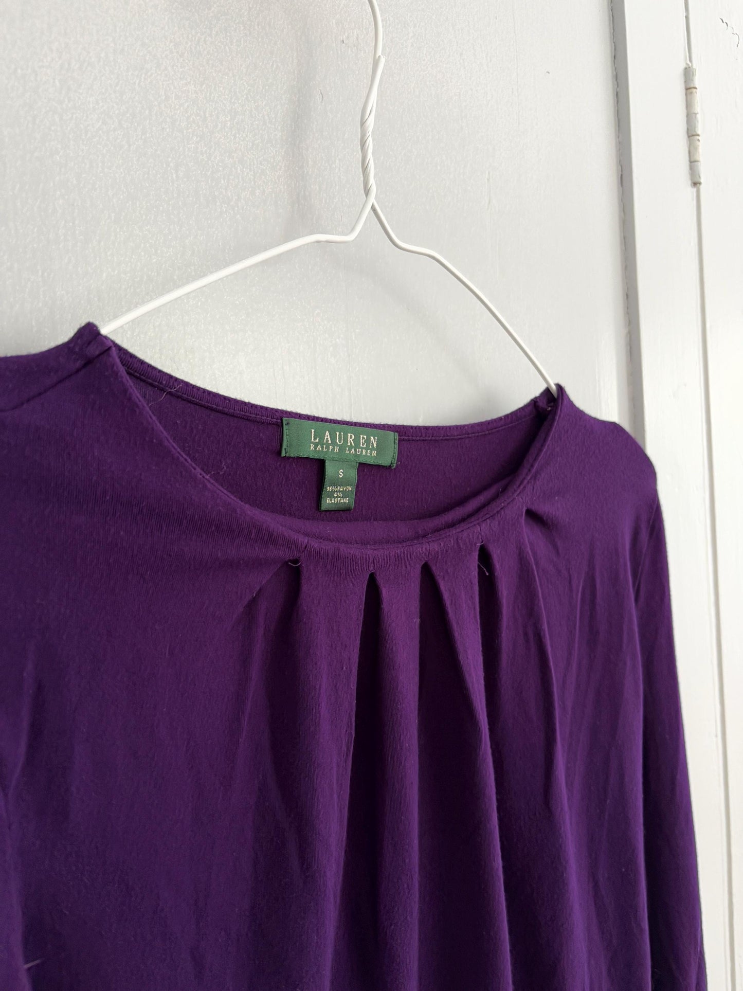 Vintage Lauren Ralph Lauren purple long sleeve woman shirt, Super soft raisin crew neck jersey, Size S