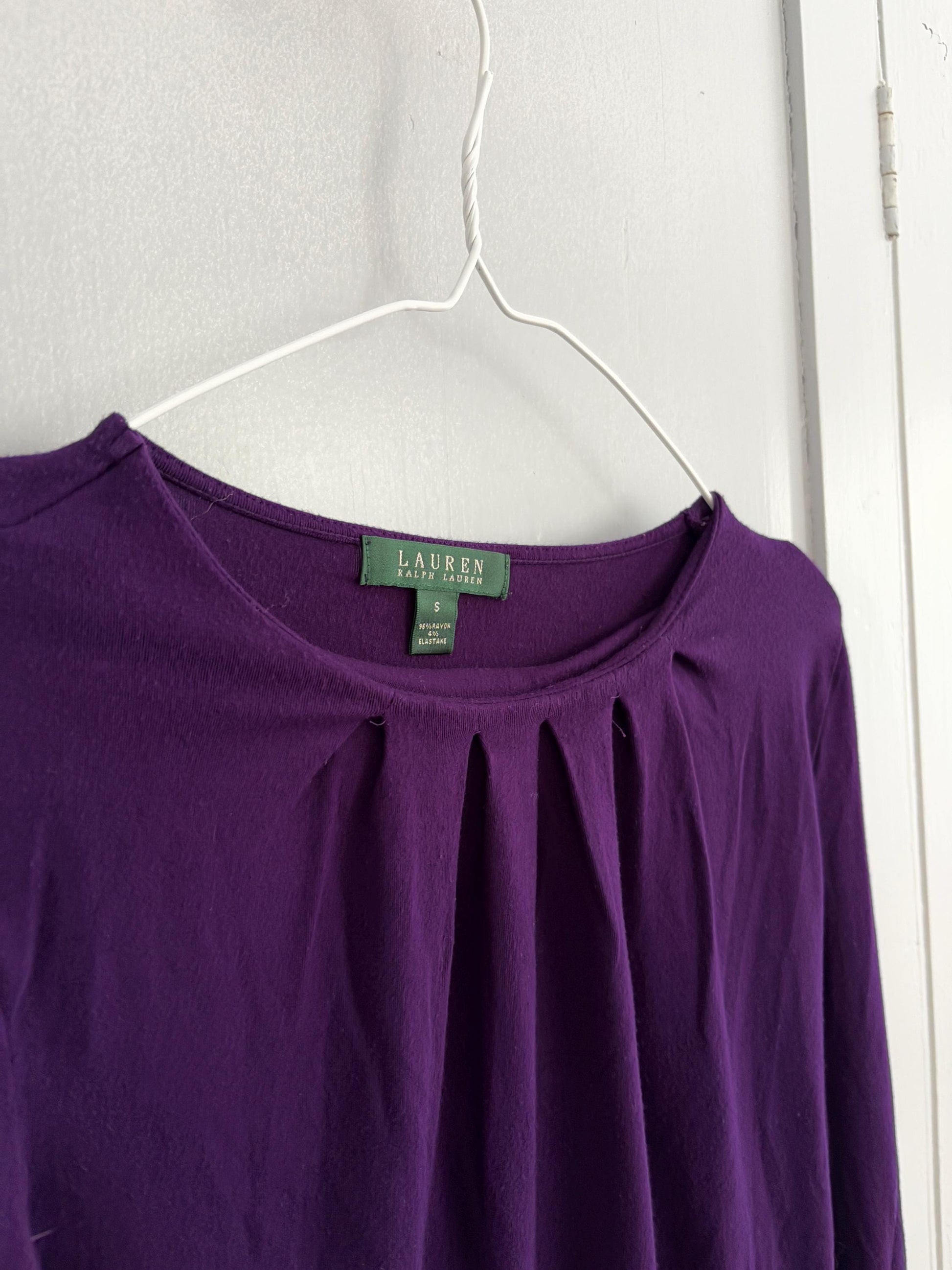 Vintage Lauren Ralph Lauren purple long sleeve woman shirt, Super soft raisin crew neck jersey, Size S