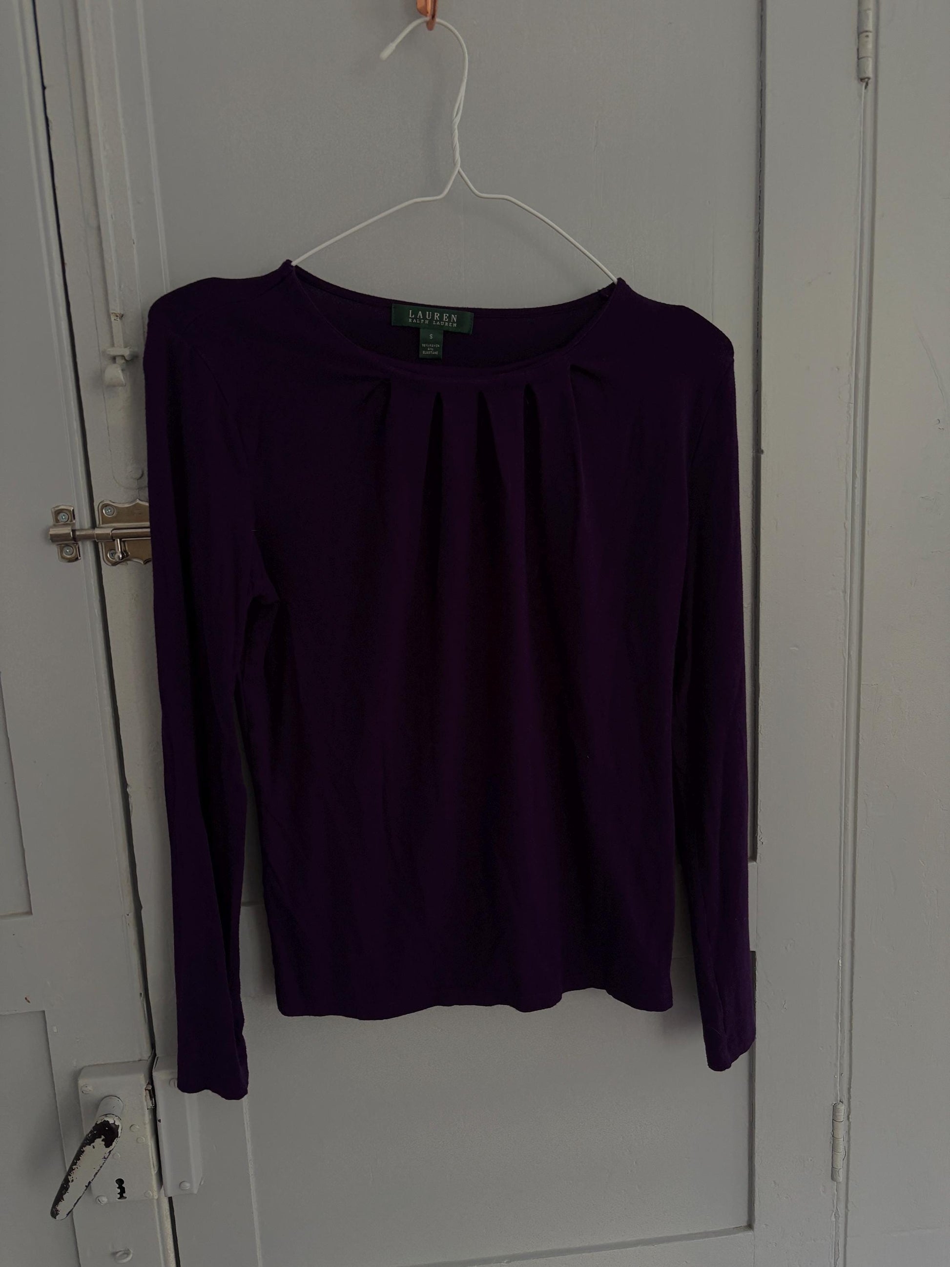 Vintage Lauren Ralph Lauren purple long sleeve woman shirt, Super soft raisin crew neck jersey, Size S