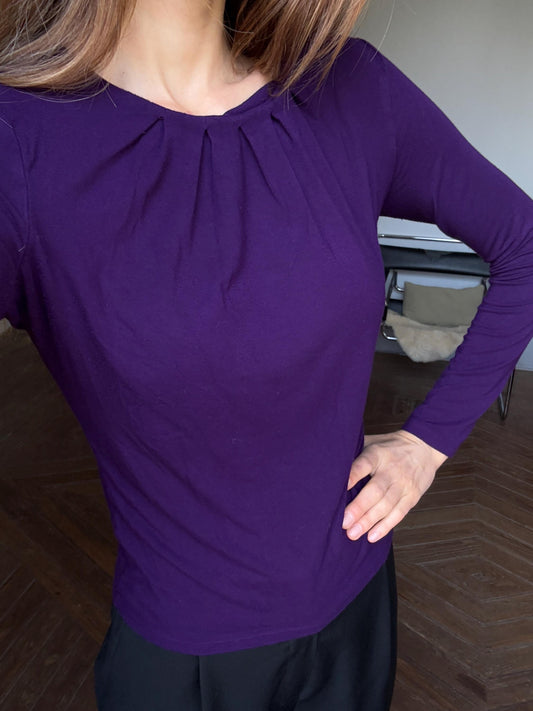 Vintage Lauren Ralph Lauren purple long sleeve woman shirt, Super soft raisin crew neck jersey, Size S