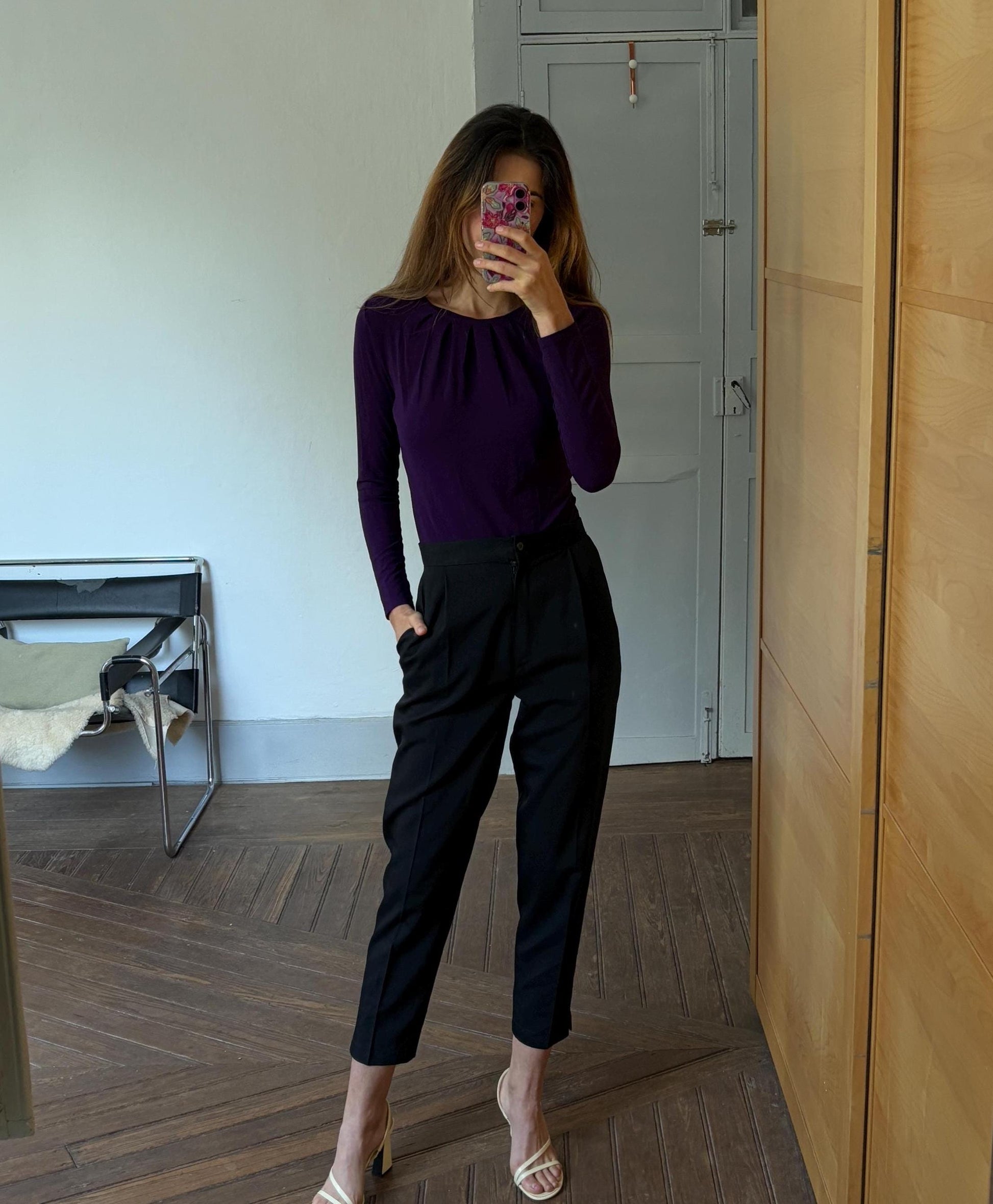 Vintage Lauren Ralph Lauren purple long sleeve woman shirt, Super soft raisin crew neck jersey, Size S