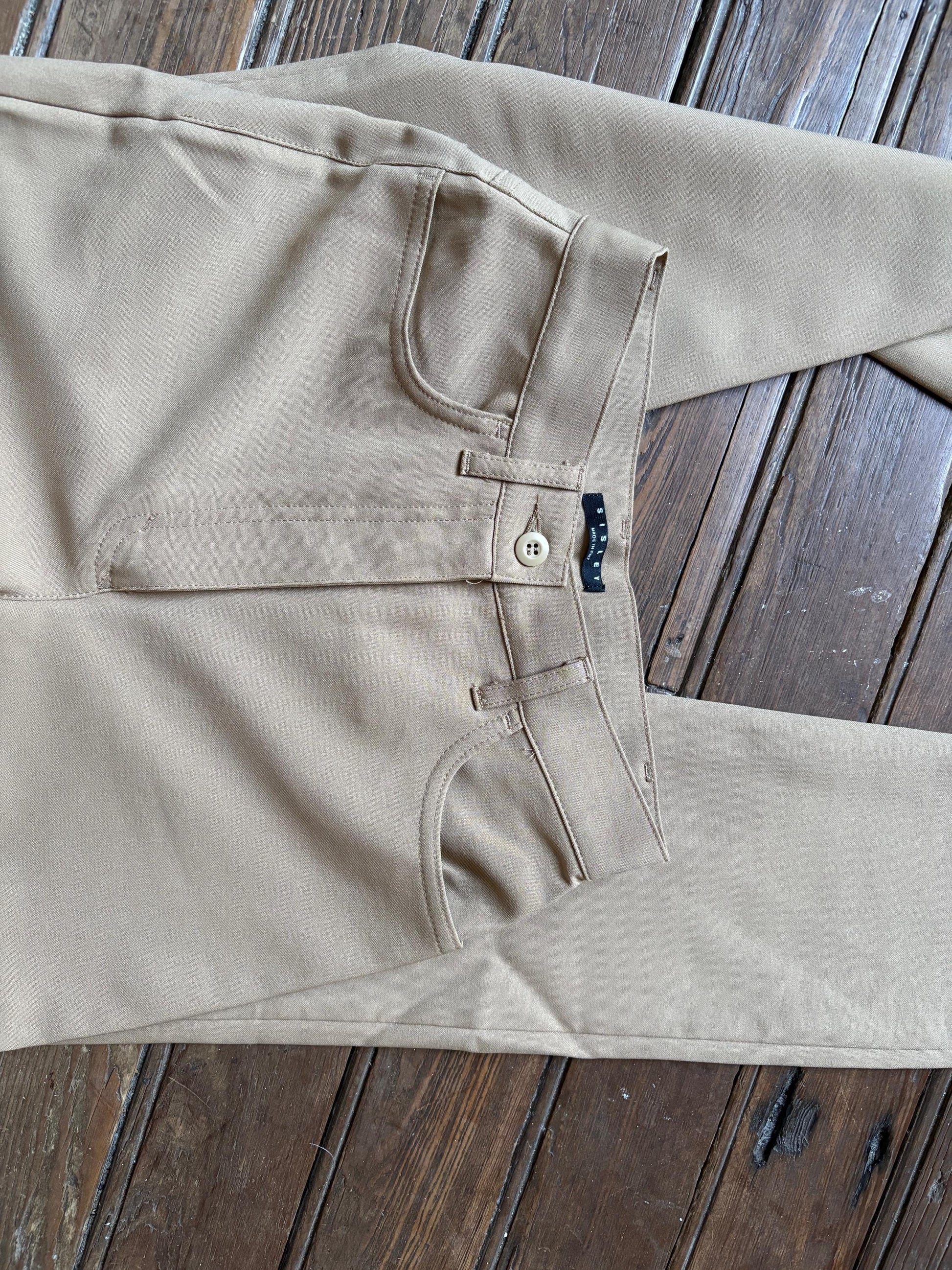 Vintage Sisley skinny pants, Beige High waist trousers, Made in Italy, Size EU 34 - US XXS