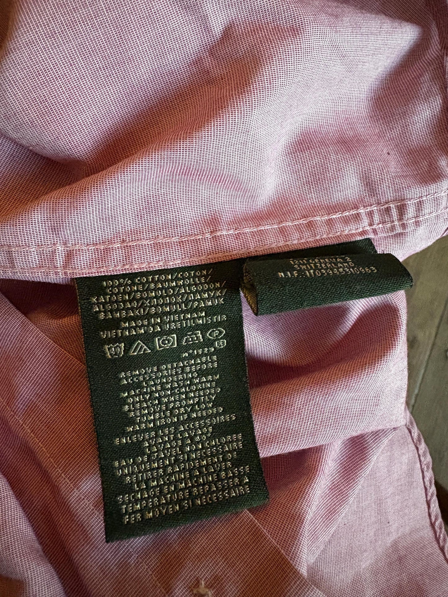 Green and white cotton striped button up shirt, Vintage woman blouse, Lightweight summer clothing, Oxford blouse, M