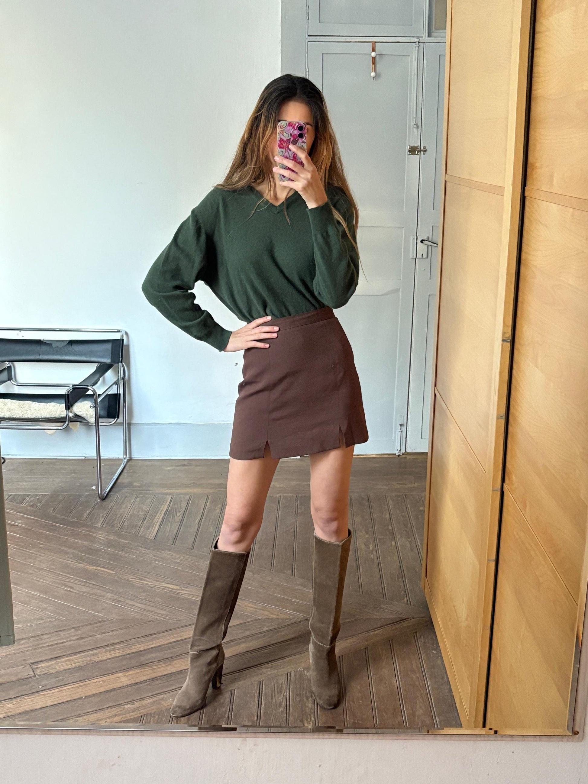 Vintage Cashmere dark green jumper by Emidio Tucci, Designer dark academia sweater, Luxe v-neck winter wear, Super soft knit shirt, Size XL