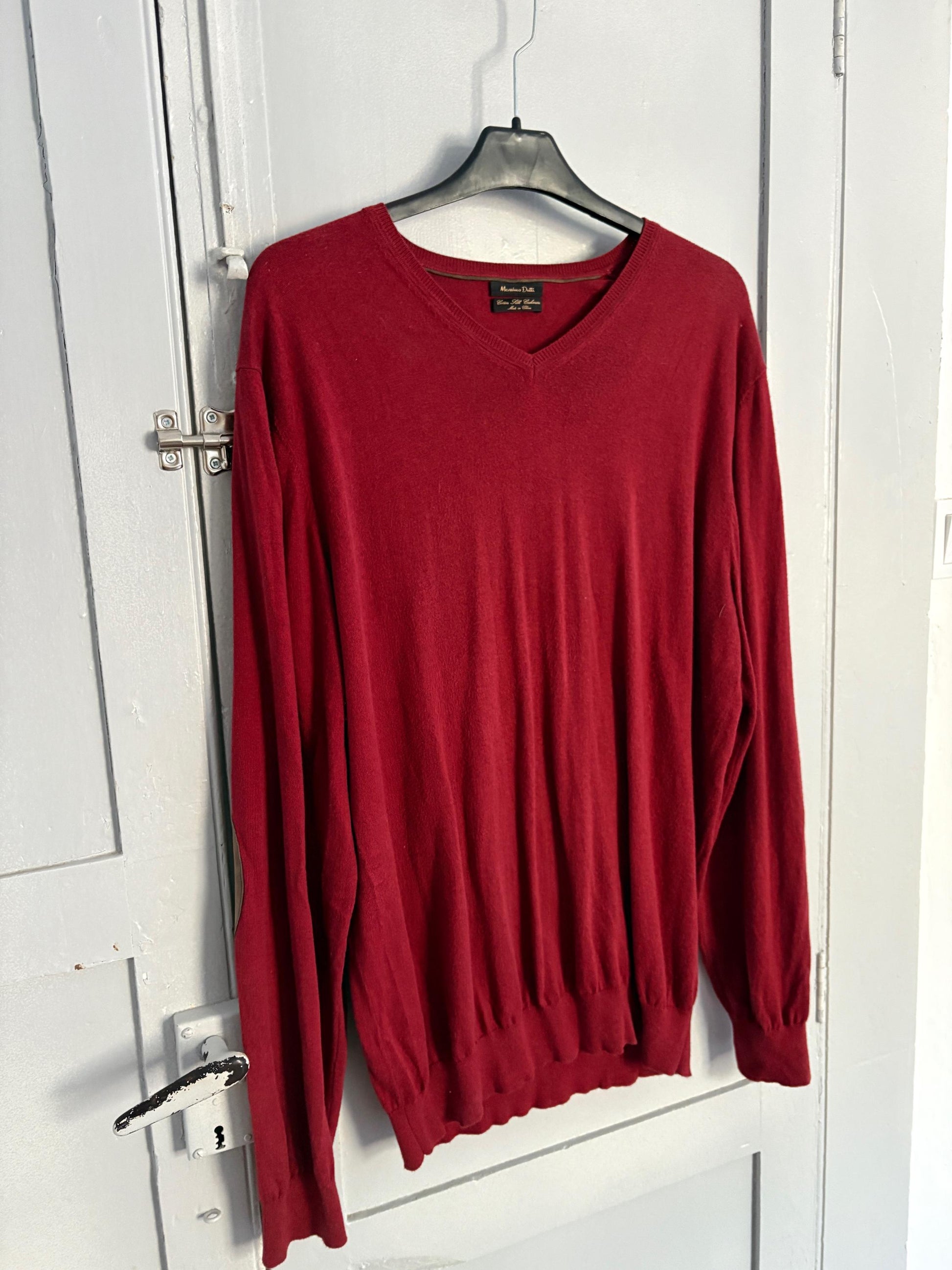 Massimo Dutti Cashmere Silk Blend Jumper – Deep Red Oversized Vintage Pullover (XL-XXL)