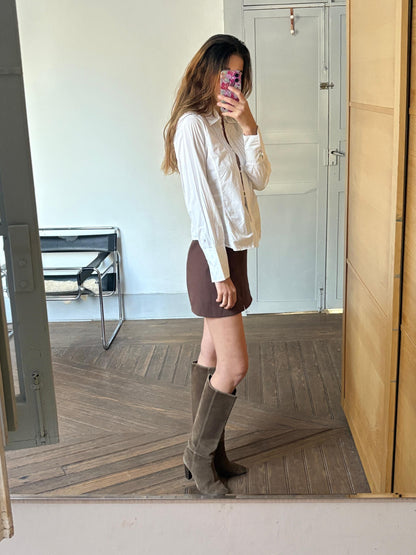 Vintage White Button-Up Shirt With Pearl Buttons — back view