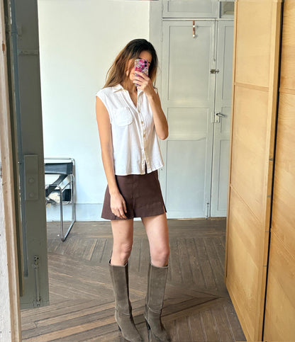 Vintage White Cotton Camisole Shirt — back view