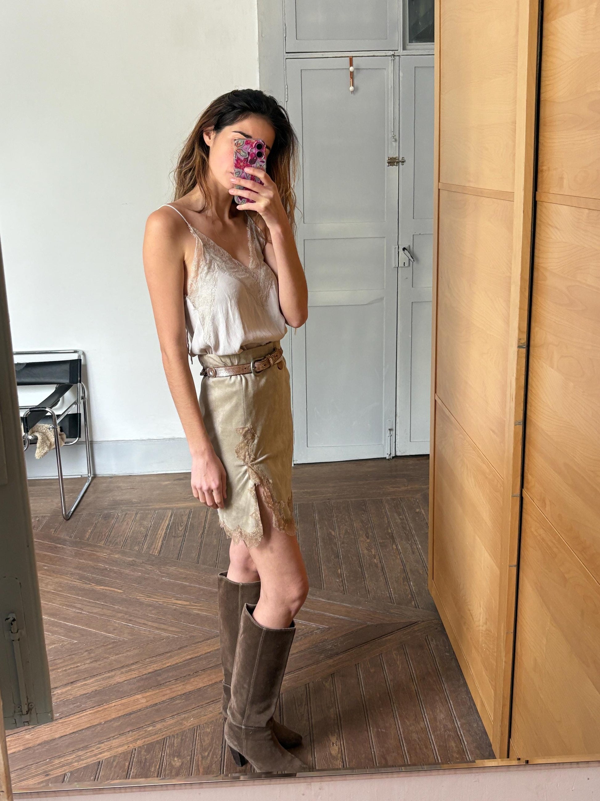 Vintage Marc Cain Lace-Trimmed Mini Skirt – Made in Italy