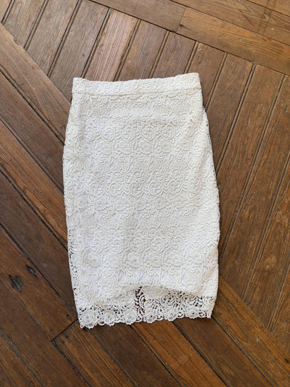 Vintage Floral Lace White Midi Skirt — additional view 8