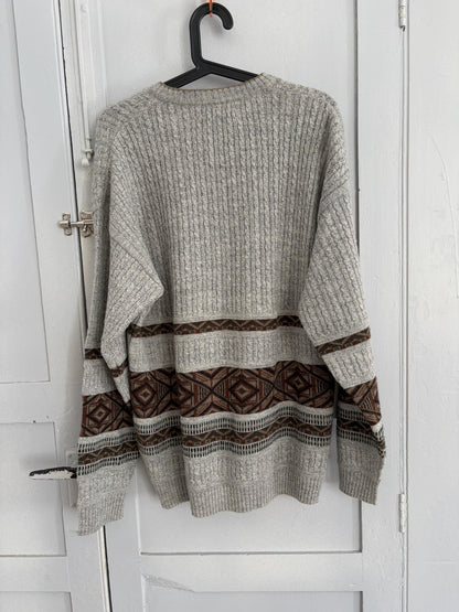 Vintage Light Grey Wool-Alpaca V-Neck Jumper — additional view 10