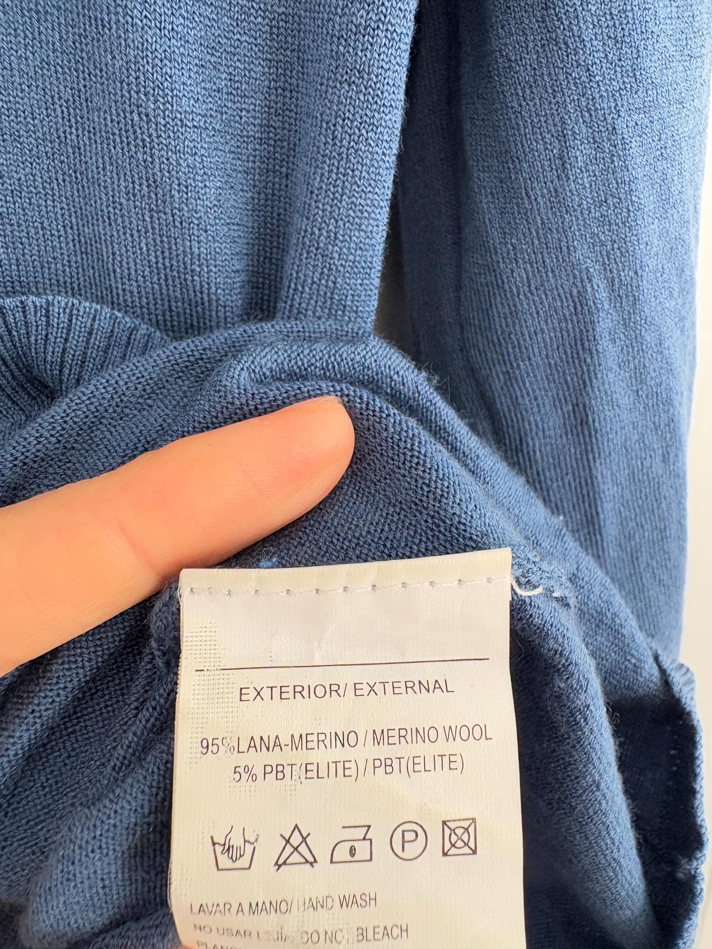 Vintage super soft MERINO WOOL jersey, Waldorf long sleeve shirt, Blue Caramelo under shirt, Luxe wool winter designer shirt, S