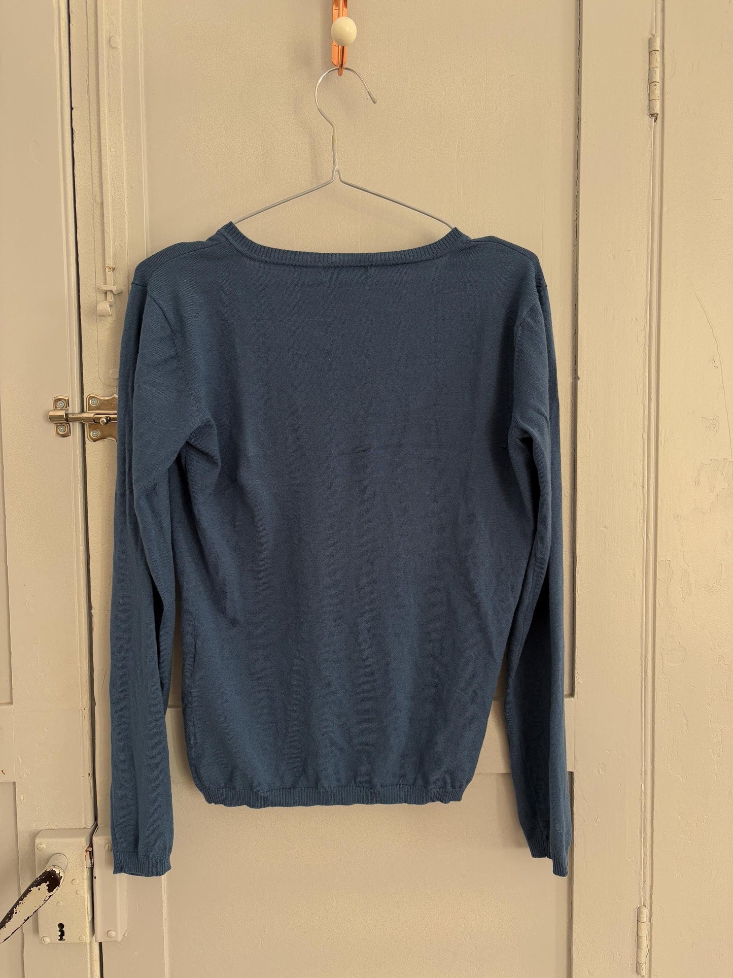 Vintage super soft MERINO WOOL jersey, Waldorf long sleeve shirt, Blue Caramelo under shirt, Luxe wool winter designer shirt, S