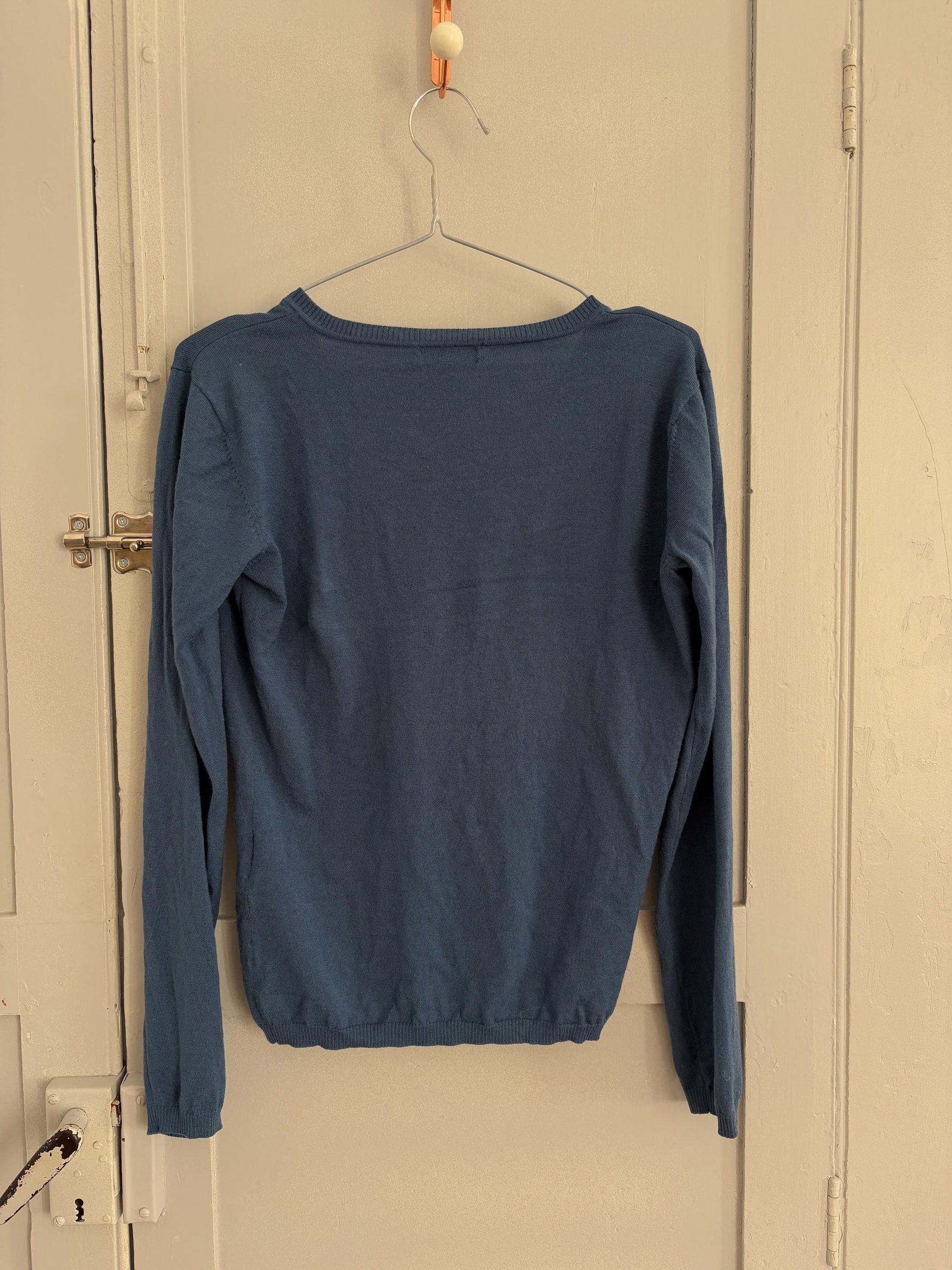 Vintage super soft MERINO WOOL jersey, Waldorf long sleeve shirt, Blue Caramelo under shirt, Luxe wool winter designer shirt, S