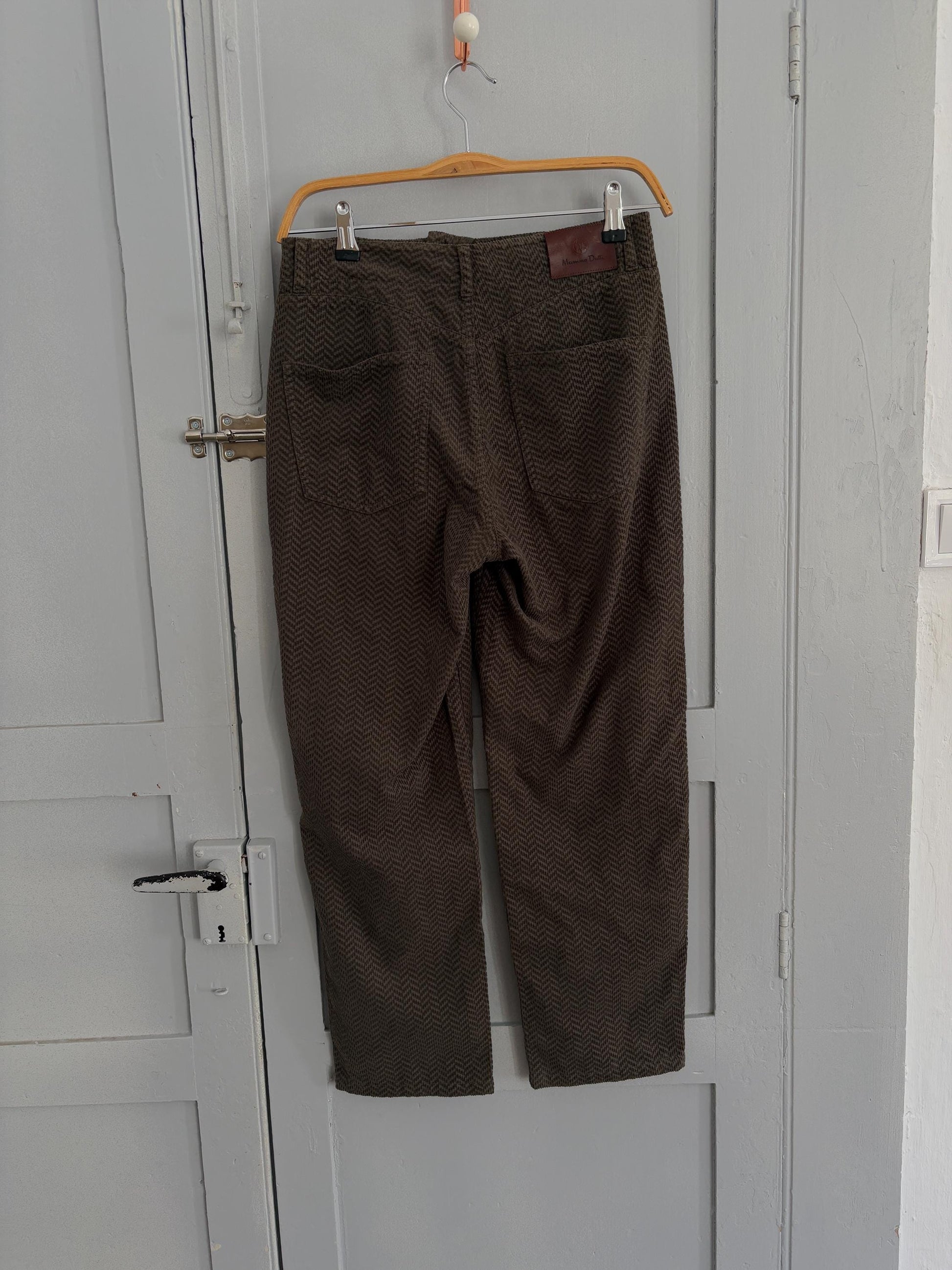 Vintage Massimo Dutti luxury trousers, Dark green mid waist cropped capri pants, Size DE 36, S
