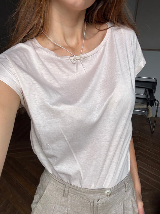 Vintage COS classic cream white tee - Luxury simple minimalist wardrobe essential - Off white Designer camisole