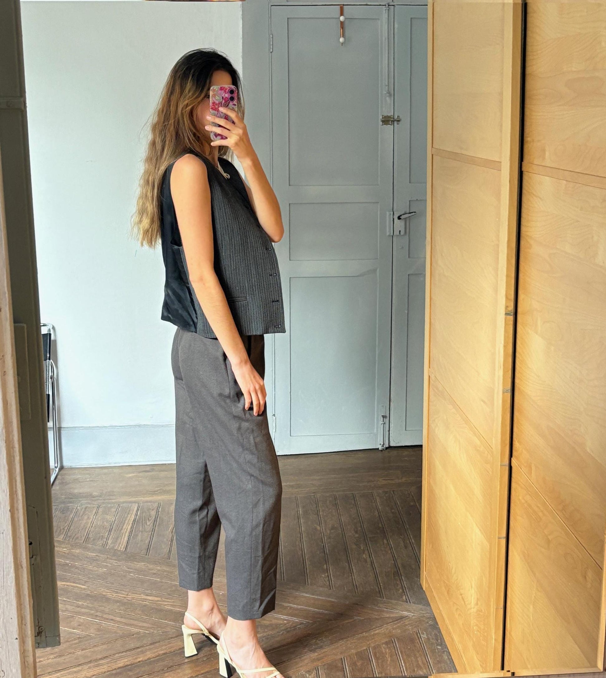 Italian design vintage wool black gilet