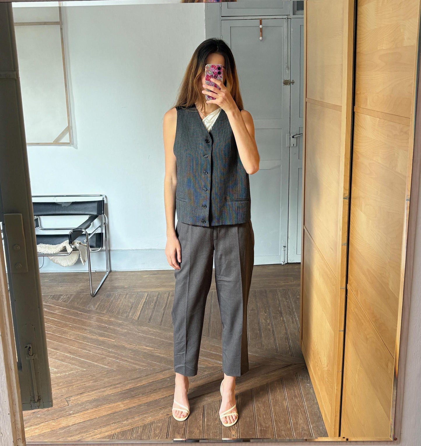 Italian design vintage wool black gilet