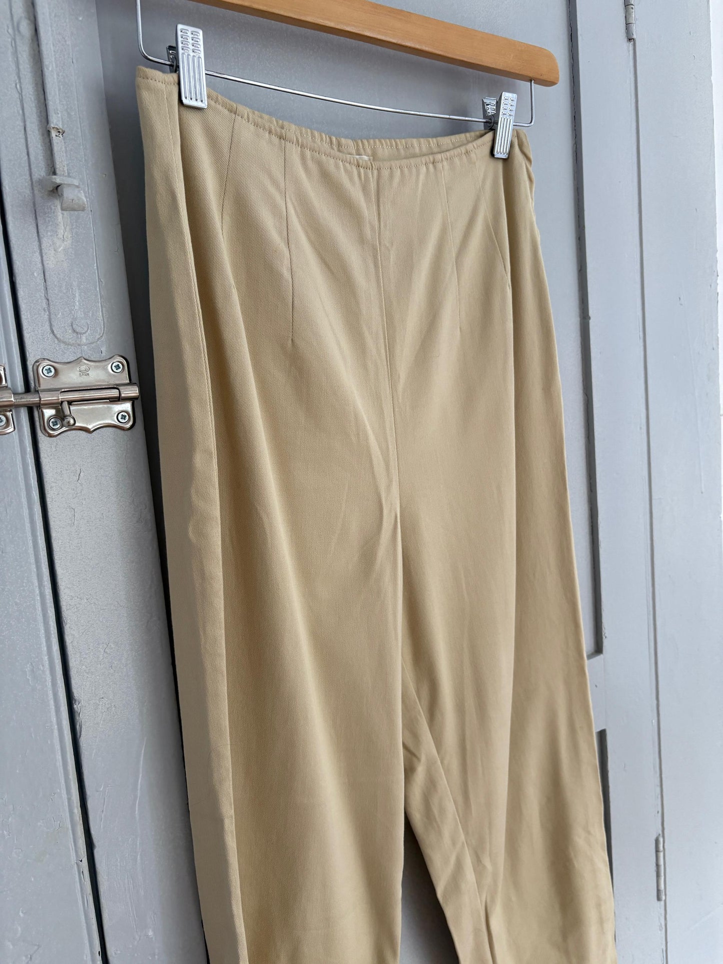 Vintage Sisley Horse Riding style pants, High waist elegant formal straight leg pants, Light beige cotton trousers, Made in Italy, 28, S