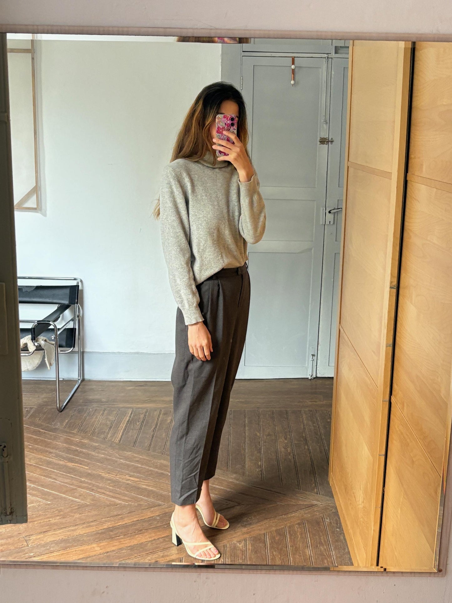 Light academia NON ITCH grey wool turtleneck sweater, Vintage light grey elegant jumper, Wool winter sweater, Cozy autumn knit, Size S