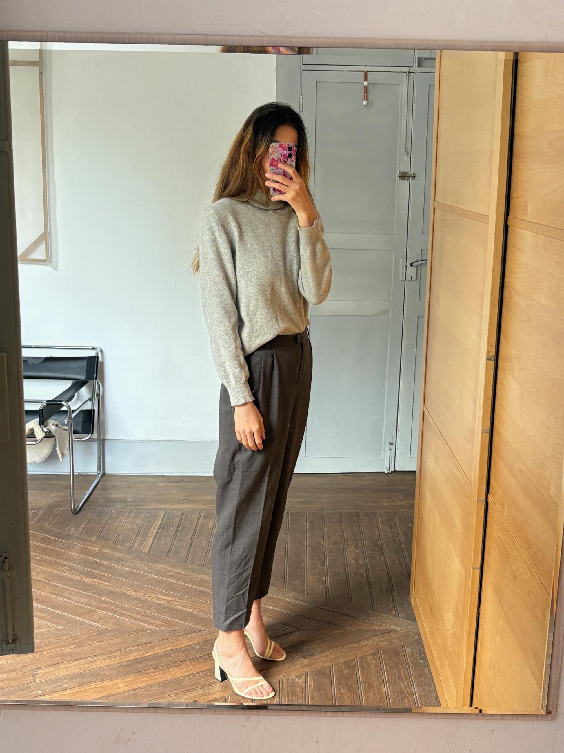 Light academia NON ITCH grey wool turtleneck sweater, Vintage light grey elegant jumper, Wool winter sweater, Cozy autumn knit, Size S