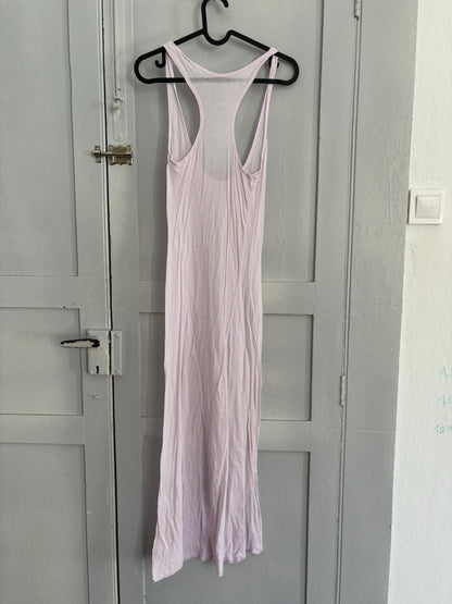 Vintage Light pink sheer maxi dress, sexy see through open neckline night gown,