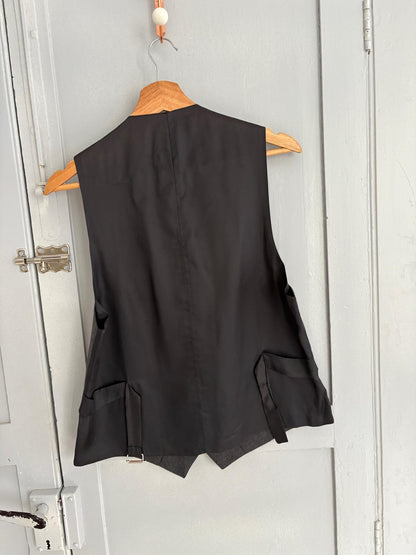 Vintage Dark Grey Waistcoat, Dark Academia Gilet