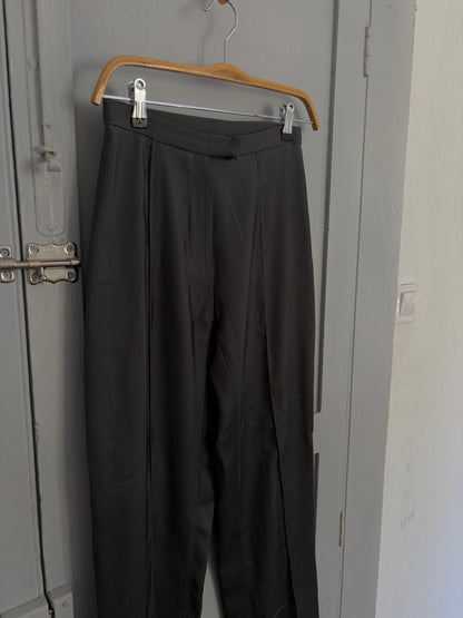 Vintage Shiny Grey Wide Leg Trousers