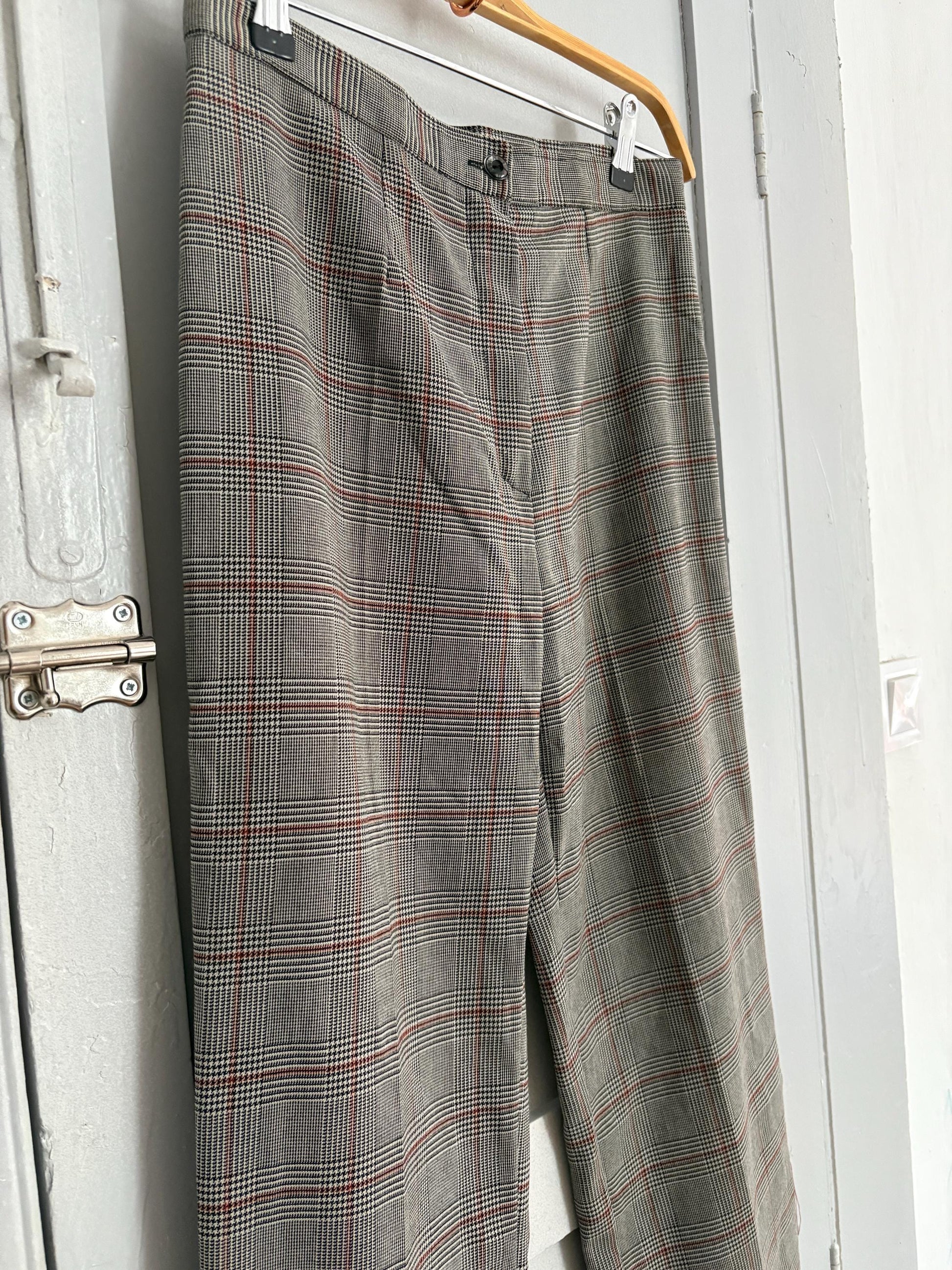 Vintage wool blend pants, Grey plaid formal trousers, Dark Academia aesthetic vintage pants, Italian design trousers, S
