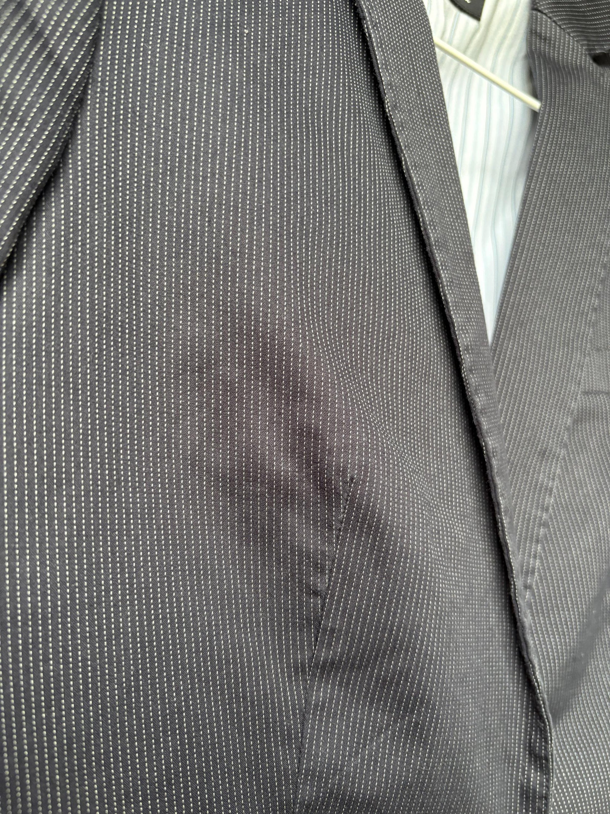 Vintage Massimo Dutti pinstripe blazer, Luxury dark blue Americana, Formal Dark academia autumn jacket, XS