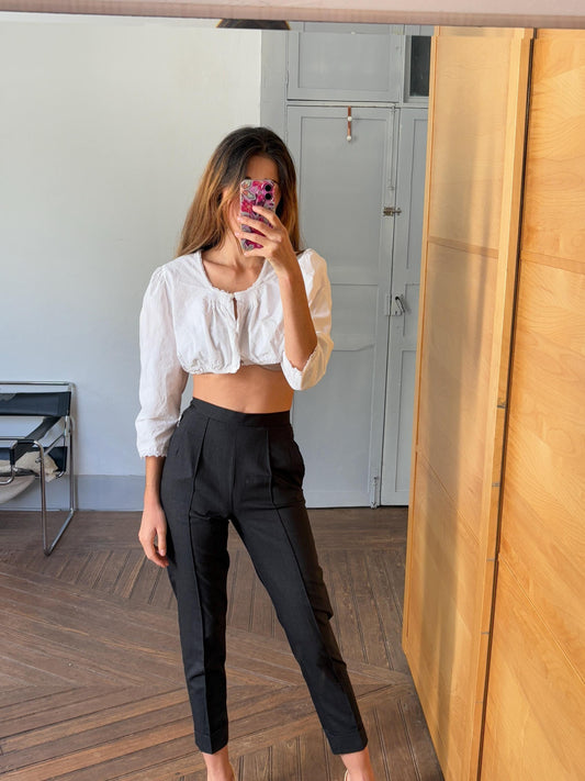 Vintage White Cottage Core Crop Top