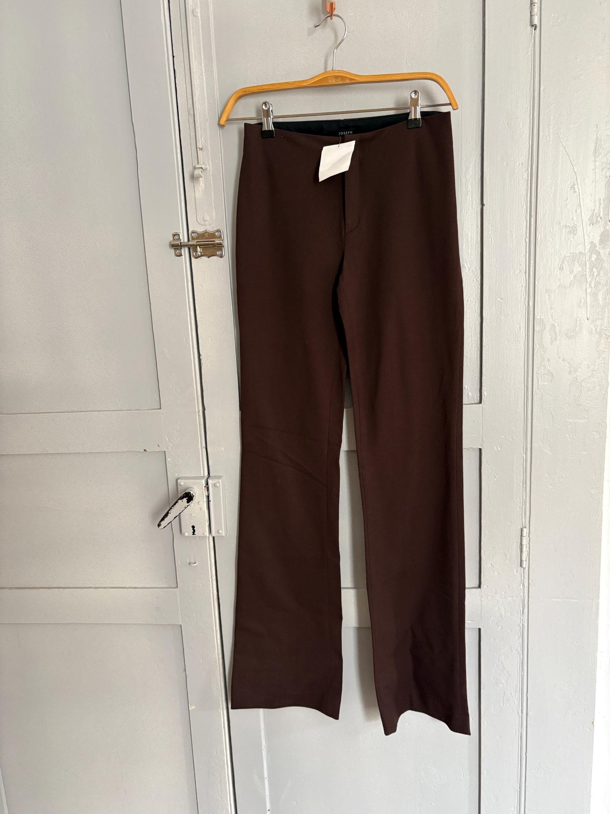Vintage Joseph Dark chocolate brown flared pants, Mid waist bootcut skinny trousers, designer branded dead stock