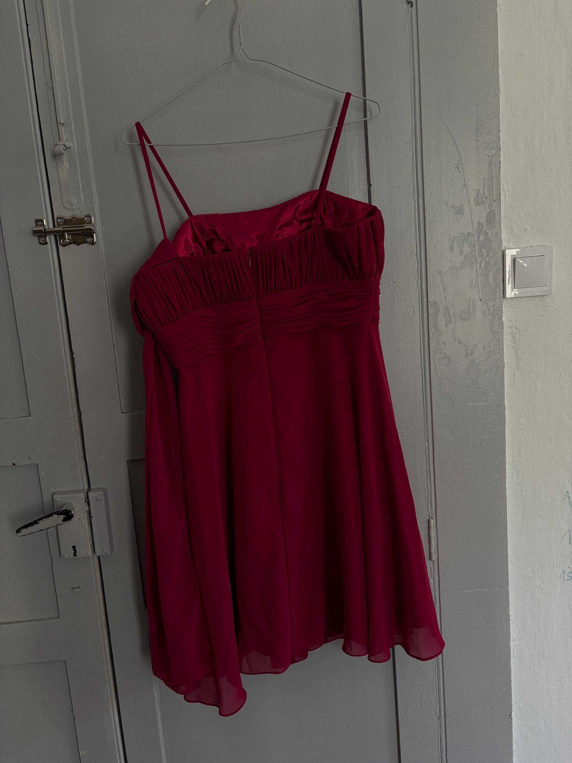 Magenta pink formal mini dress, Vibrant pink wedding guest dress, Simple short prom dress, Cute Babydoll Cocktail dress