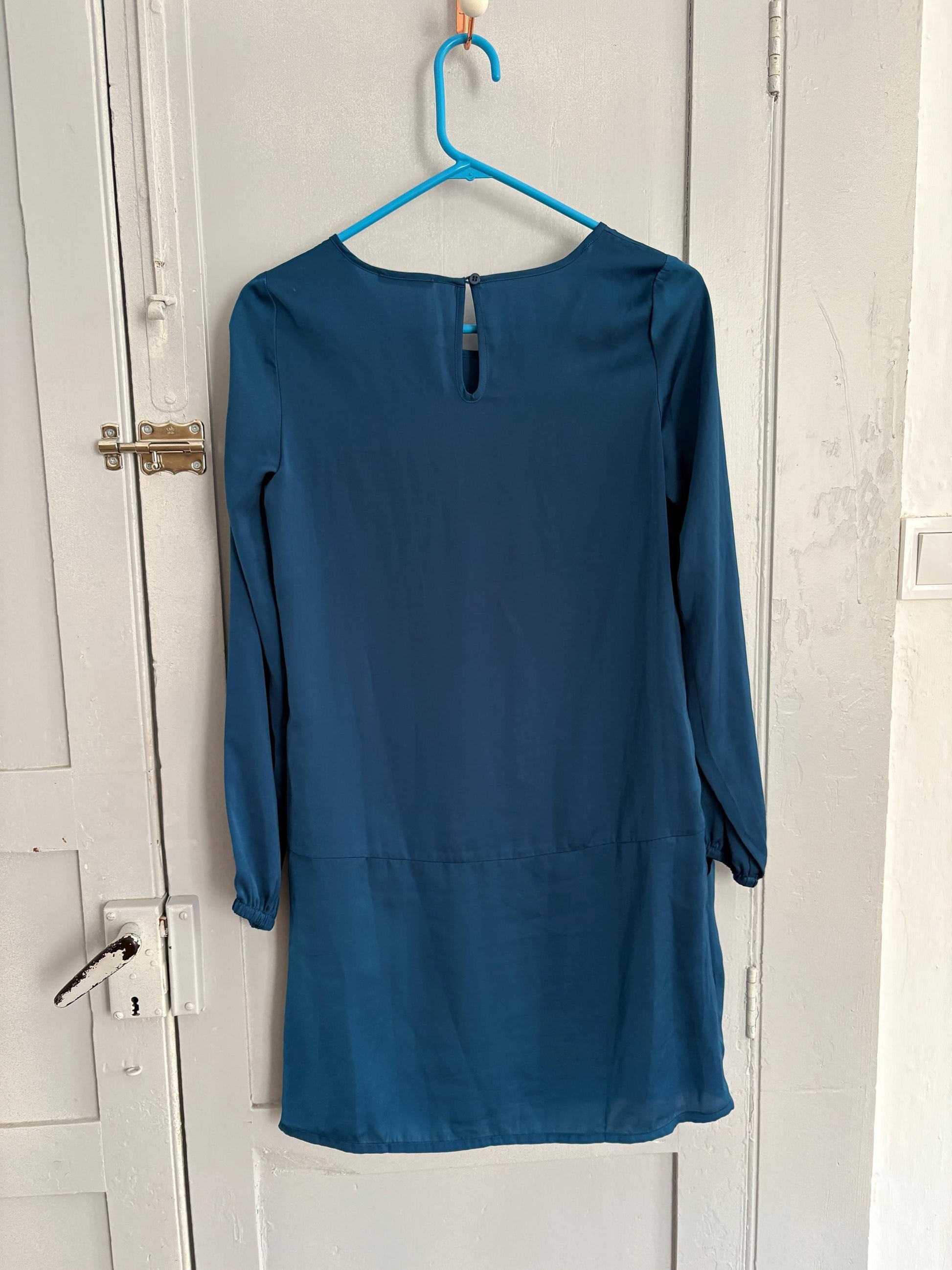 Vintage navy blue shirt dress, Luxe mini dress, size XL