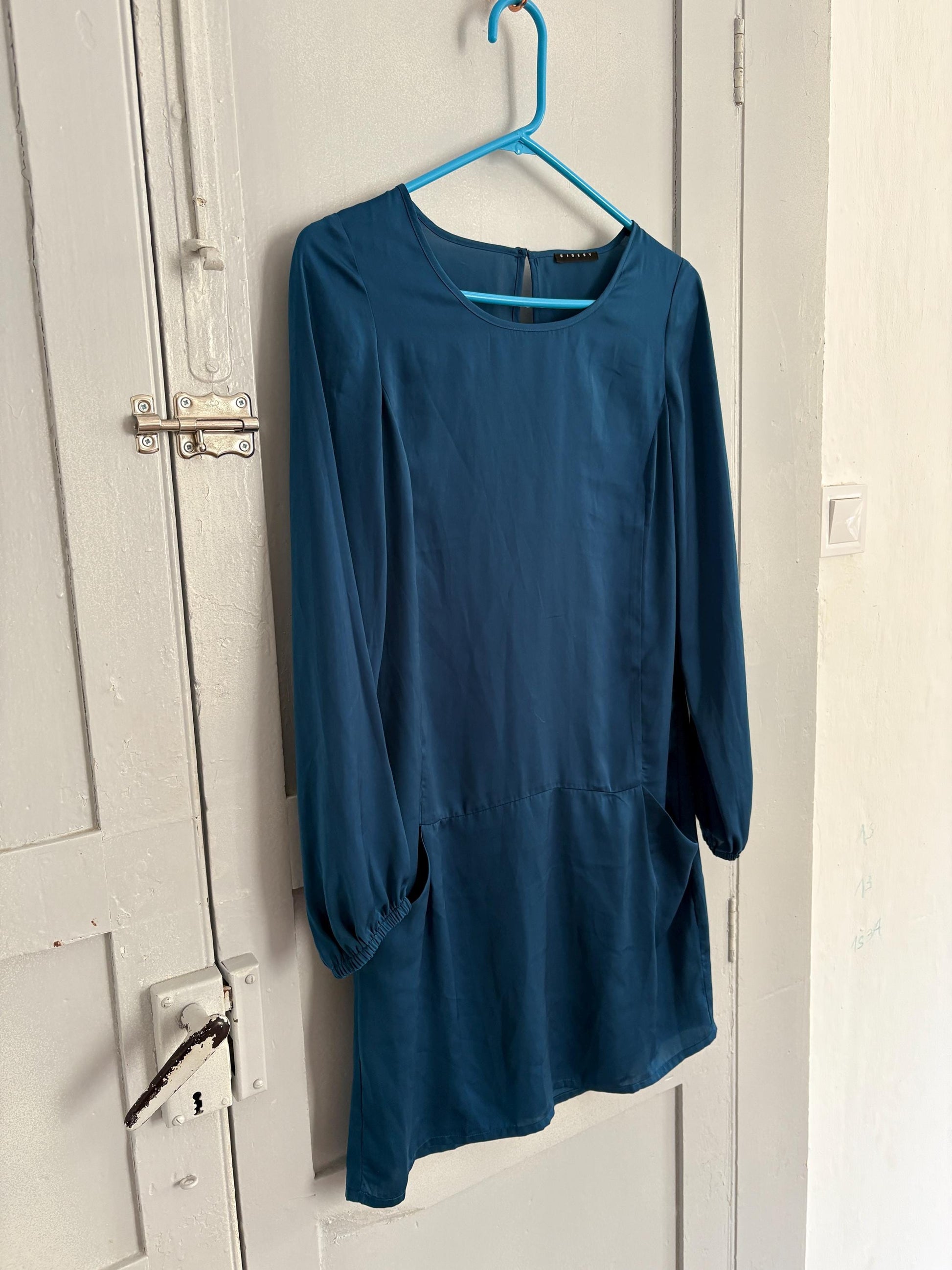 Vintage navy blue shirt dress, Luxe mini dress, size XL