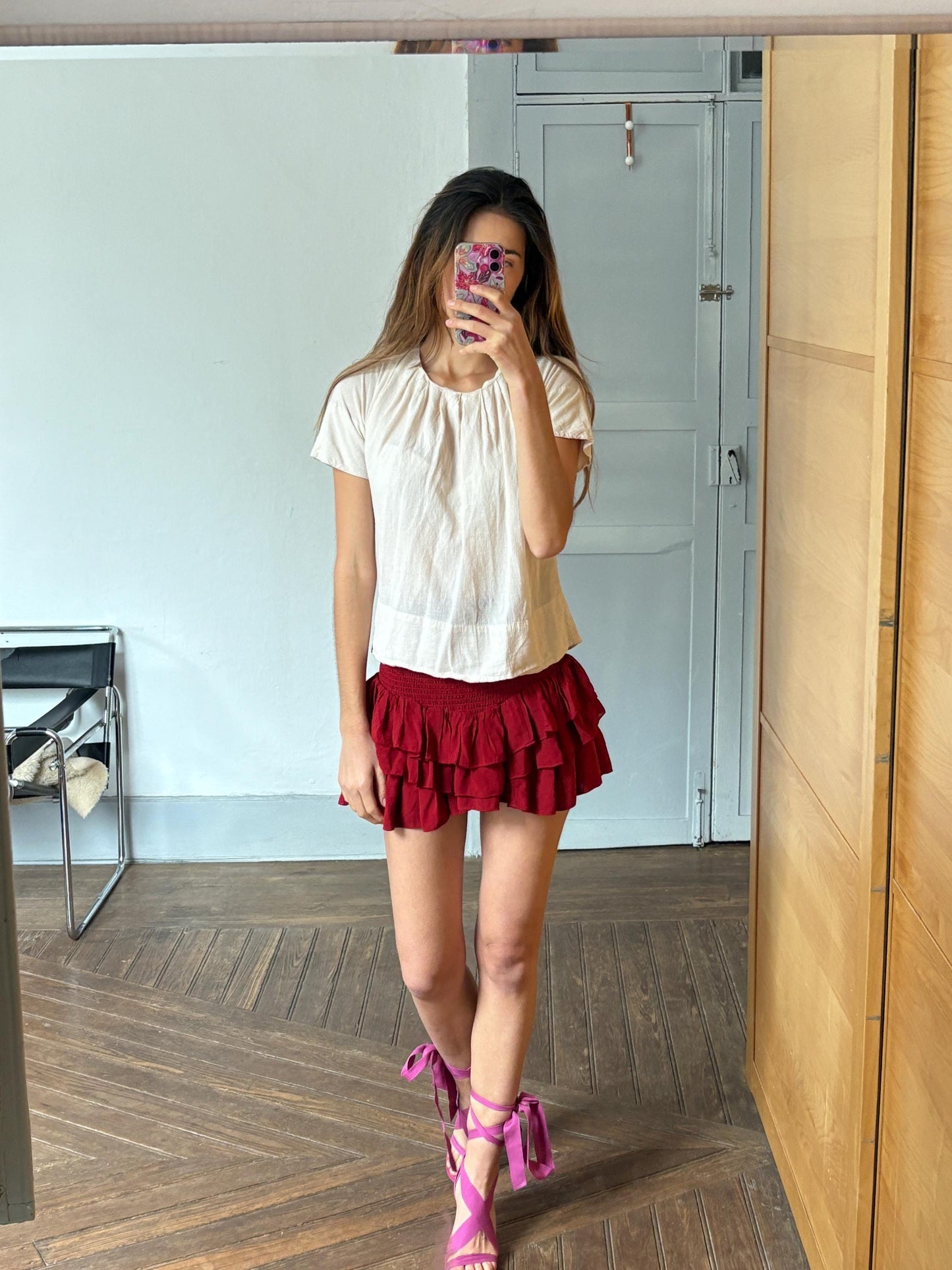 Vintage earthy light beige COS cotton shirt, Luxury minimalist elegant off white oatmeal t - shirt, XS