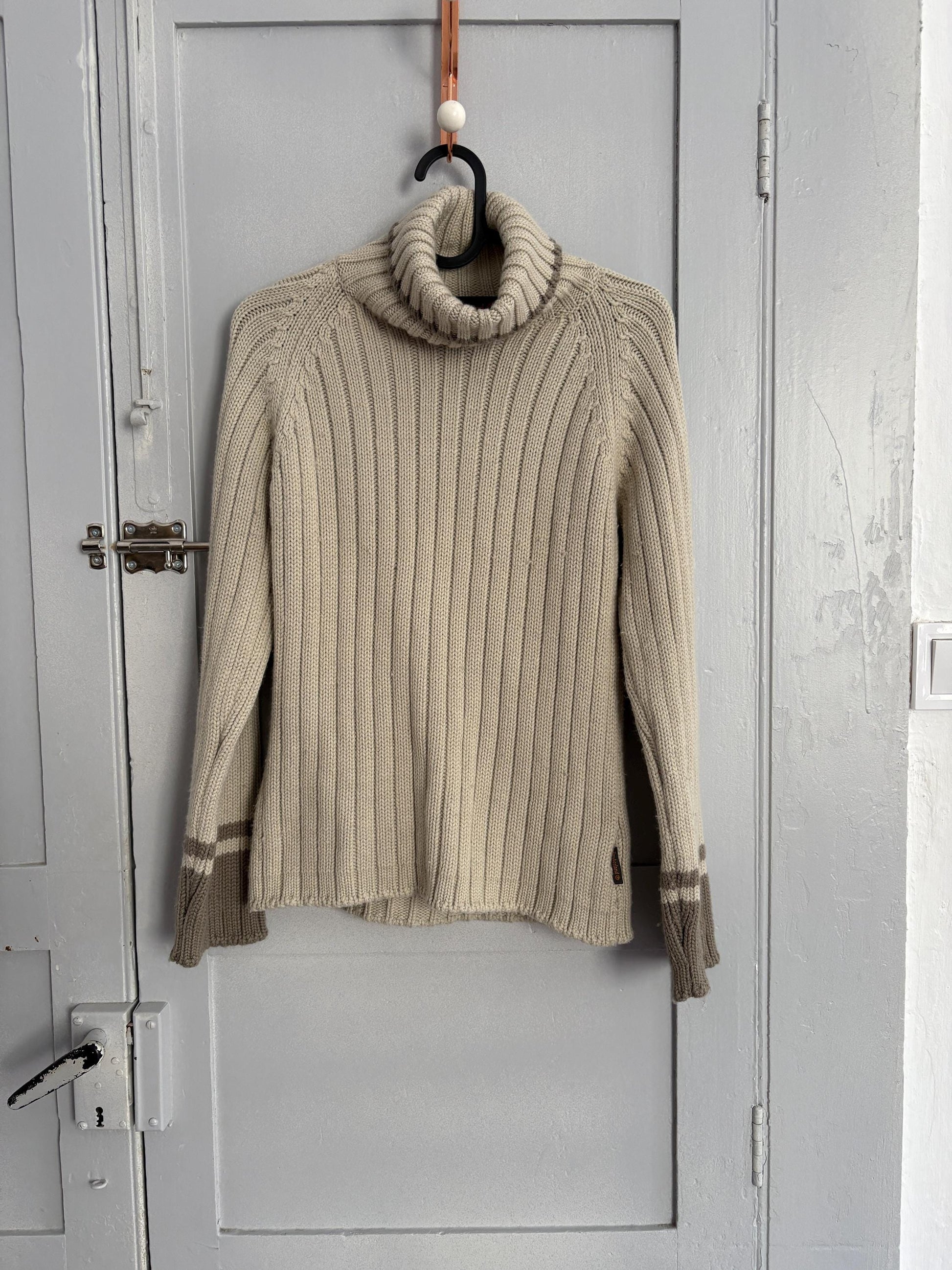 Vintage Timberland wool blend light grey jumper, Non itch Turtleneck pullover, Luxury branded sweater, Long sleeve wool basic jumper