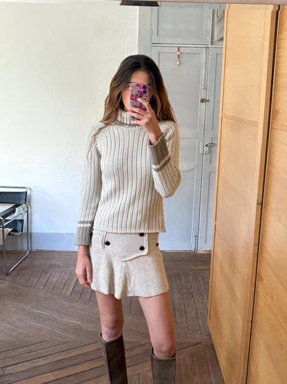 Vintage Timberland Wool Blend Turtleneck Sweater, Light Grey Pullover