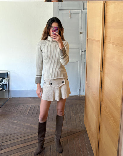 Vintage Timberland Wool Blend Turtleneck Sweater, Light Grey Pullover
