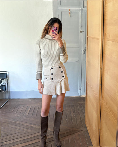 Vintage Timberland Wool Blend Turtleneck Sweater, Light Grey Pullover
