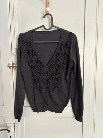 Merino Wool Cashmere Ruffle Cardigan — additional view 6