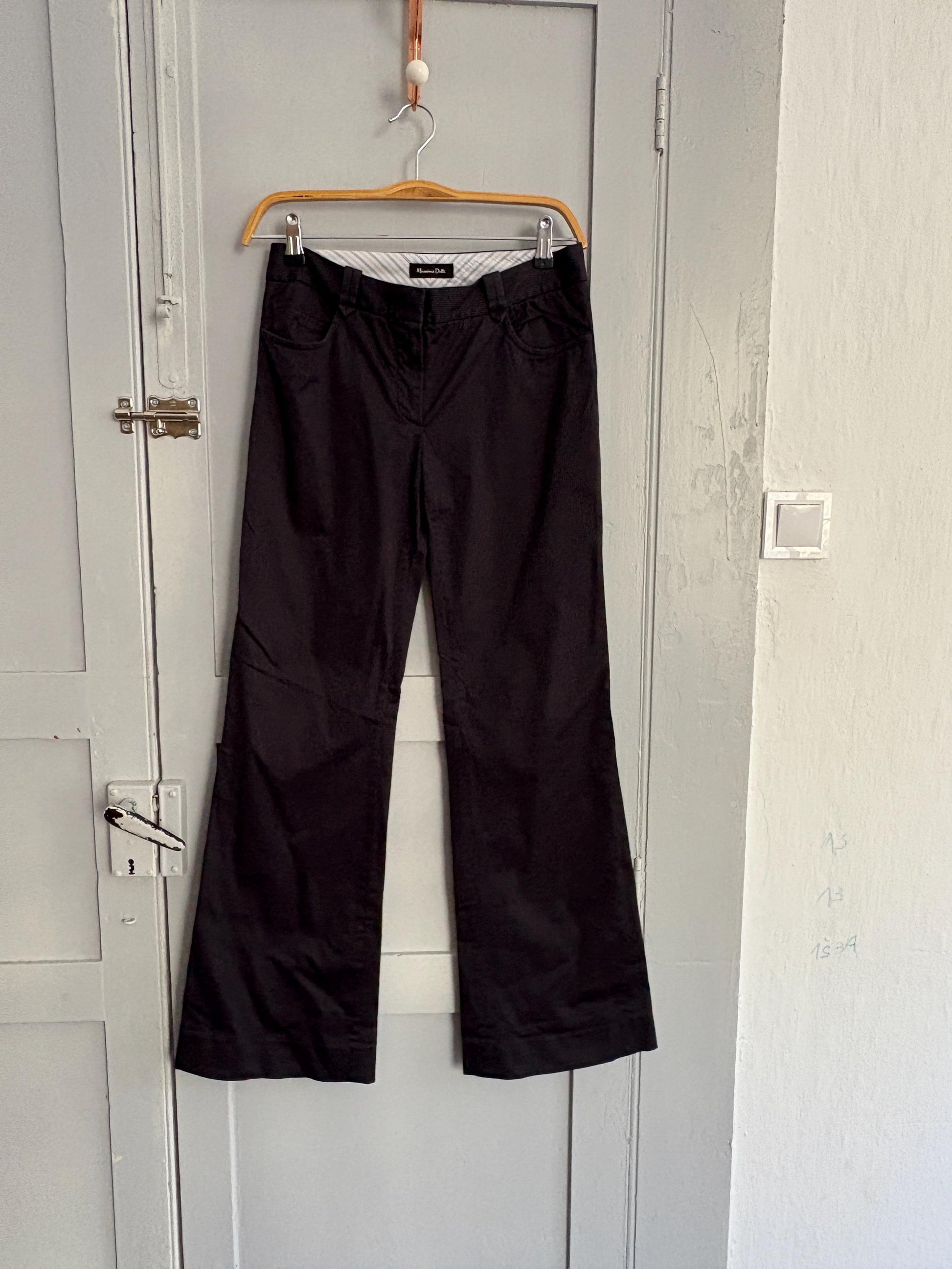 Vintage dark blue pinstripe Massimo Dutti Pants, Low waist flared professional work trousers,Luxury Preppy woman pants, Size S