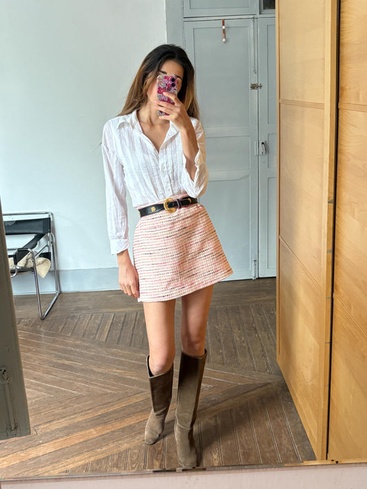 Vintage Women's Button-Up Shirt, Lovely sheer luxury white blouse, Dark academia ruffled Oxford shirt, French antique blouse