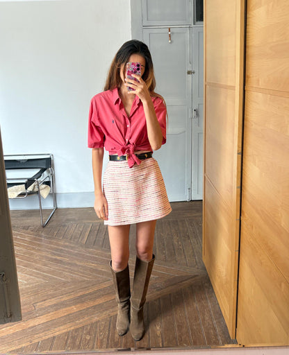 Classic Red Polo Button-Up Shirt — back view
