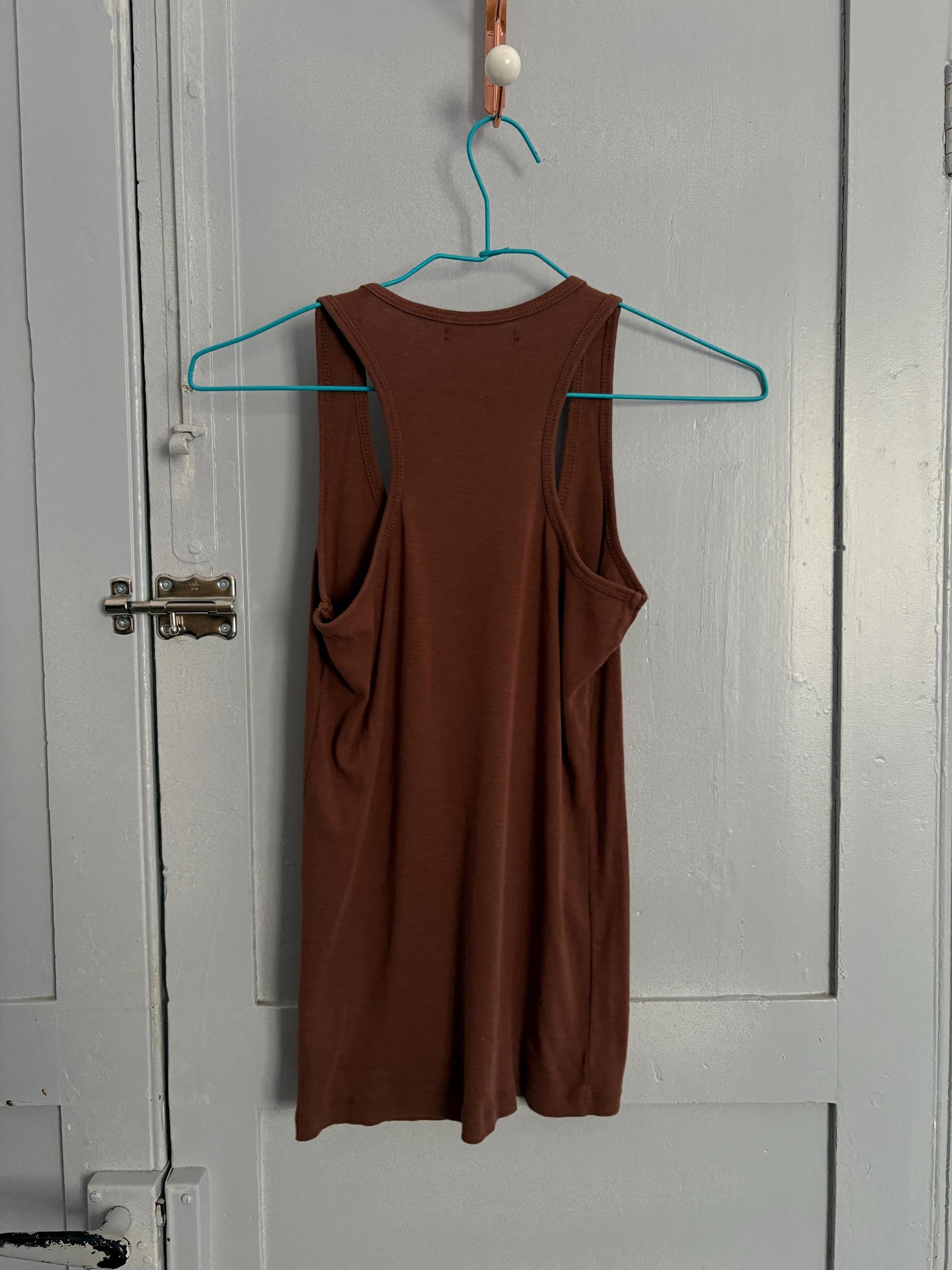 Vintage brown summer camisole, Simple minimalist earthy natural clothing, Cotton sustainable fashion, S
