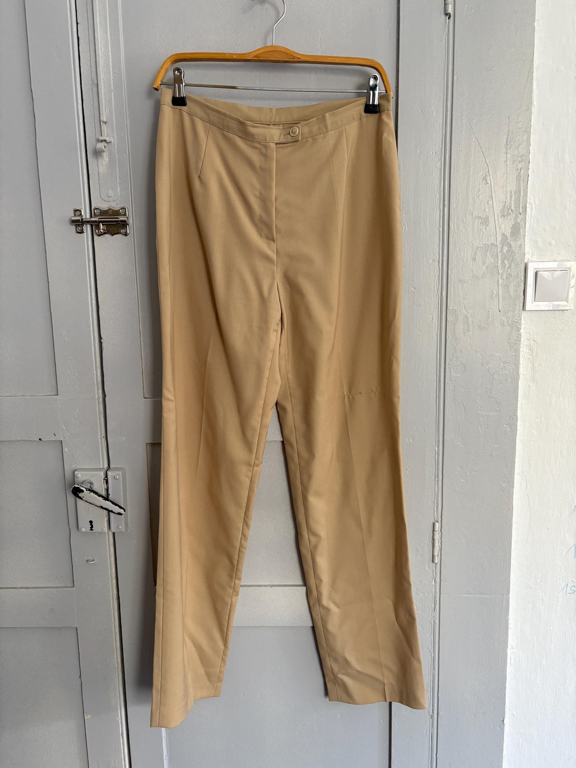 Vintage Rachele Cati High Waisted Wool Trousers – Size M / Elegant Beige Designer Pants
