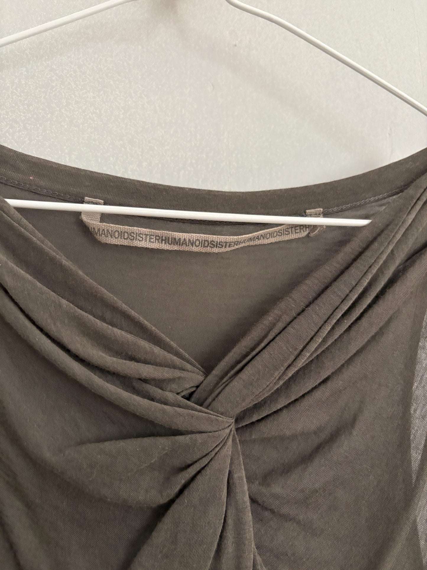 Vintage Humanoid delicate body, Soft sheer grey woman top, Designer wear, S