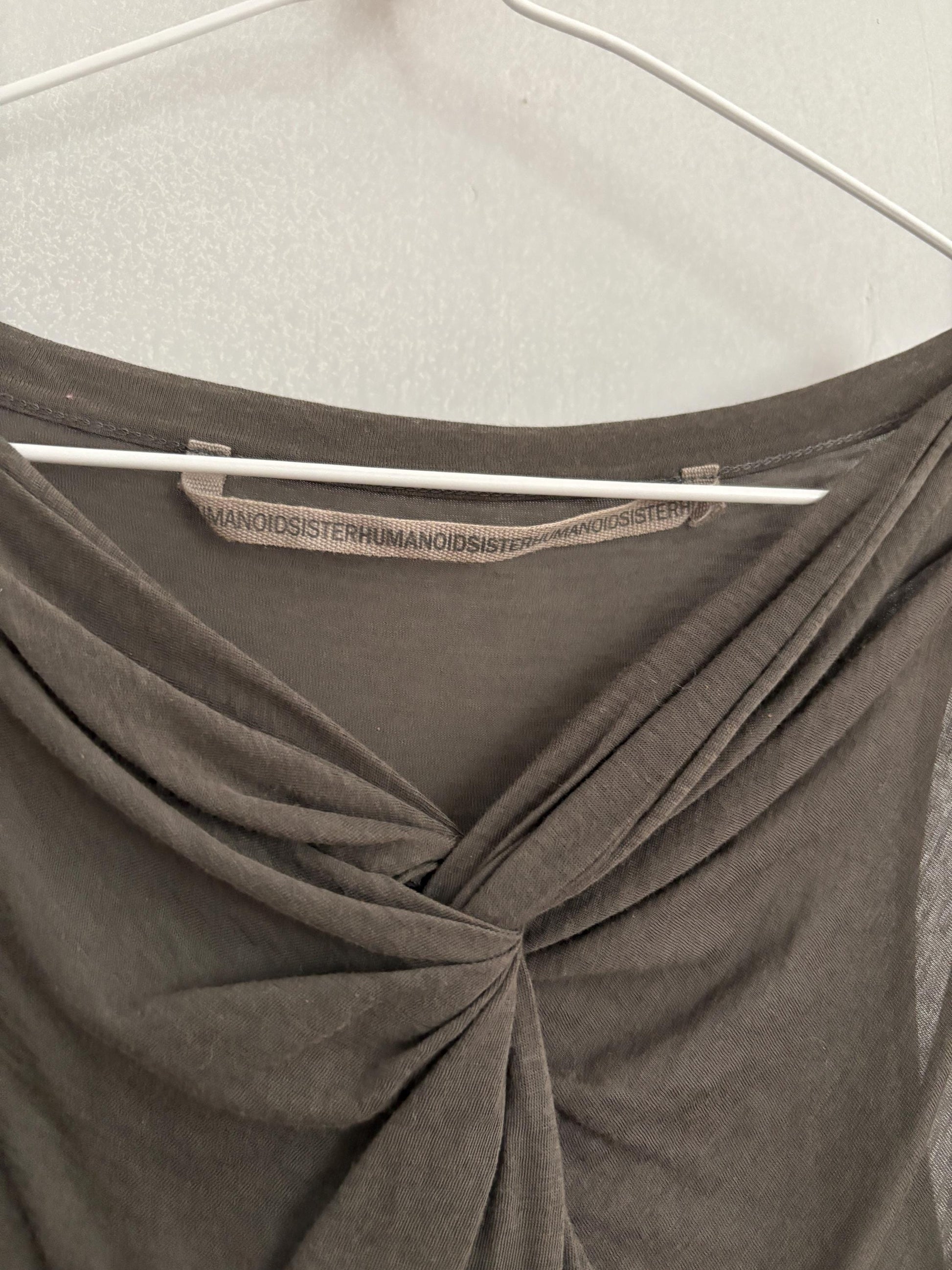 Vintage Humanoid delicate body, Soft sheer grey woman top, Designer wear, S