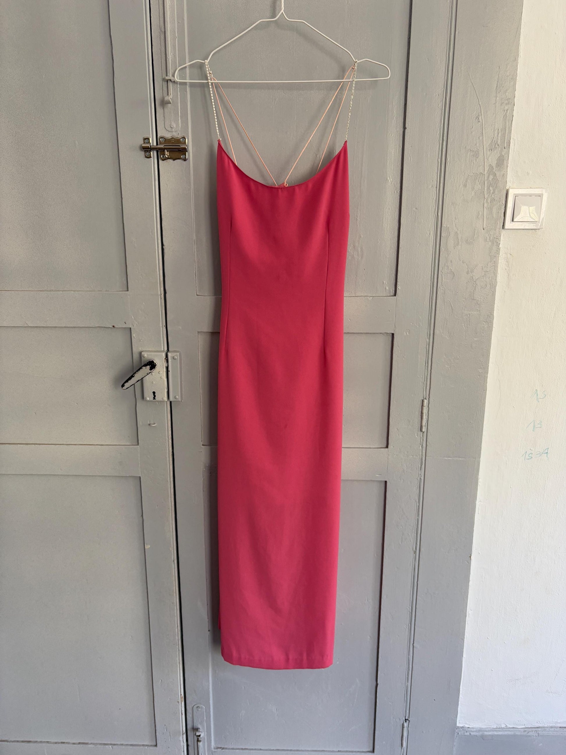 Vintage Mercedes Boza pink wedding guest dress, Sleeveless Summer Prom dress, Size L - XL