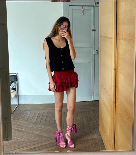 Vintage black sleeveless vest with Edelweiß buttons, Cottage core aesthetic clothing, Cute school girl uniform, German Folklore dirndl top