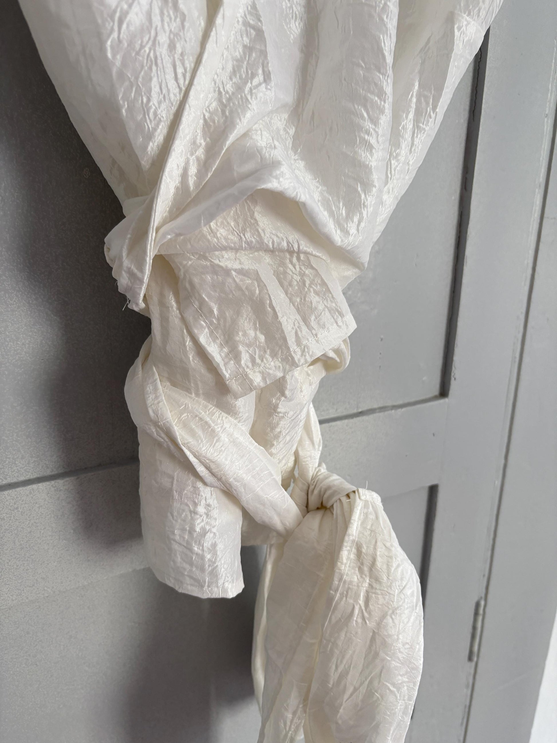 Romantic high ruffle neck woman blouse, Feminine white vintage French design top, S